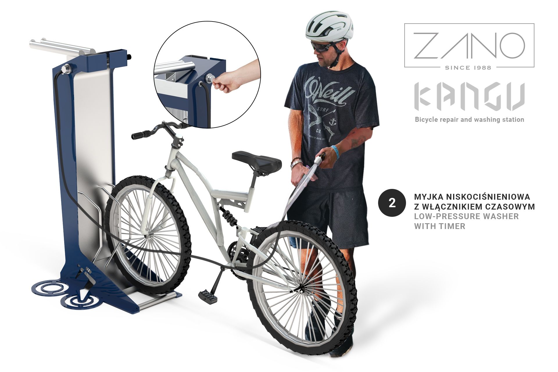 Stanica s niskotlačnim peračem za pranje bicikala