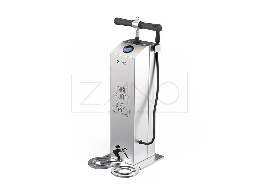 Javna biciklistička pumpa od nehrđajućeg čelika s manometrom