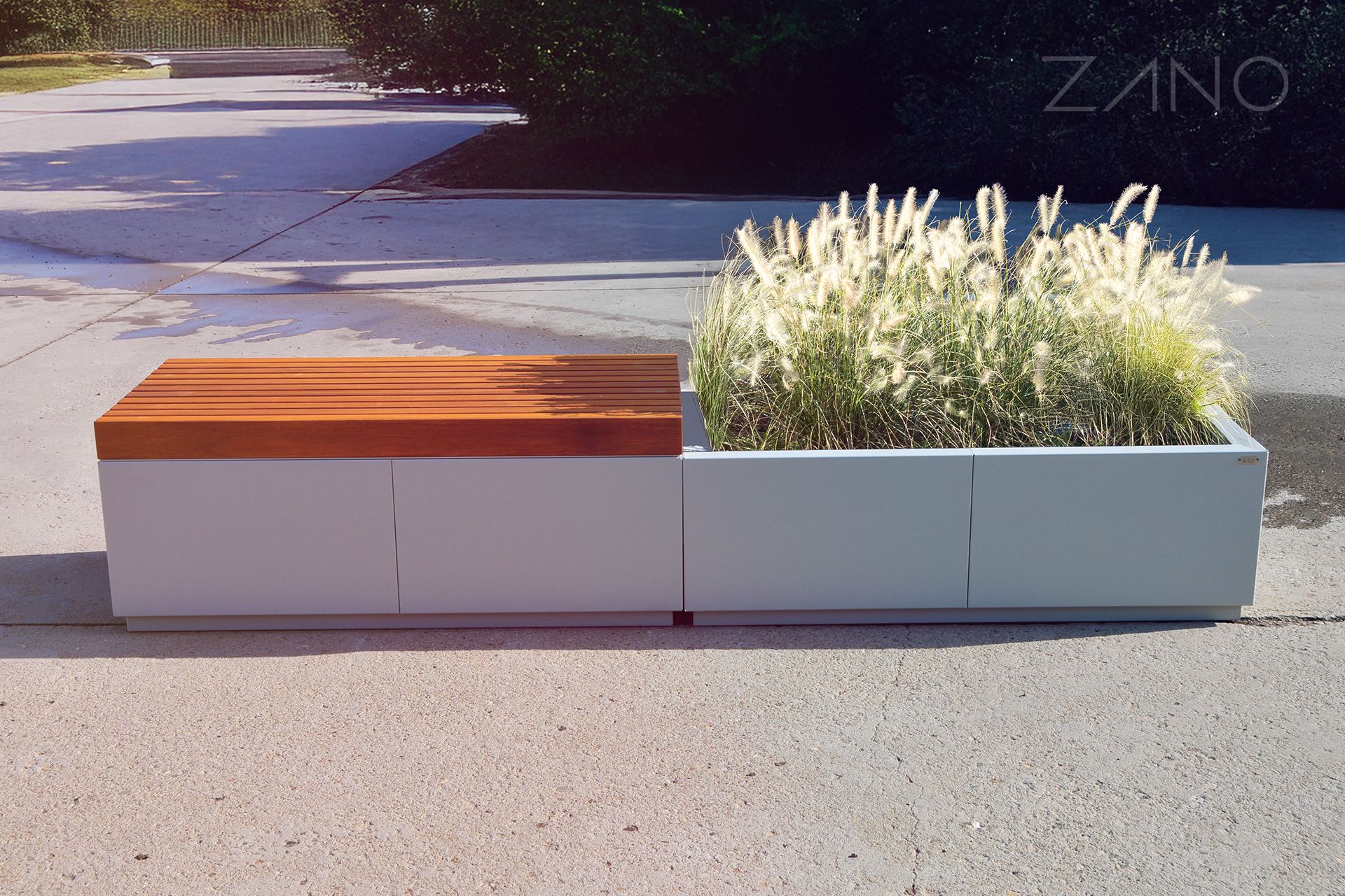 Quadro | klupa s cvjetnom posudom