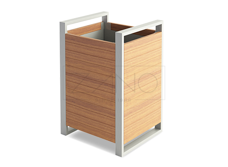 06.041 je moderna saksija za cvijeće klasičnog oblika temeljena na modernoj kombinaciji čelika i drva.