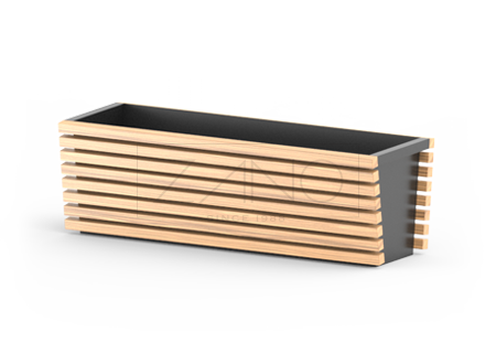 Moderna saksija za cvijeće izrađena od crnog čelika i drveta