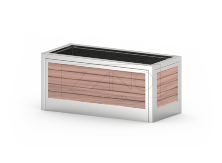 Moderna urbana žardinjera od nehrđajućeg čelika i drva