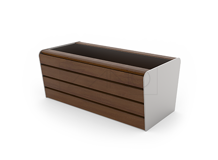 Duguljasta gradska žardinjera izrađena od nehrđajućeg čelika i smrekovog drva