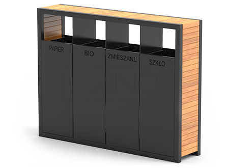 Čelična kanta za otpad s četiri pretinca | ZANO City Bins