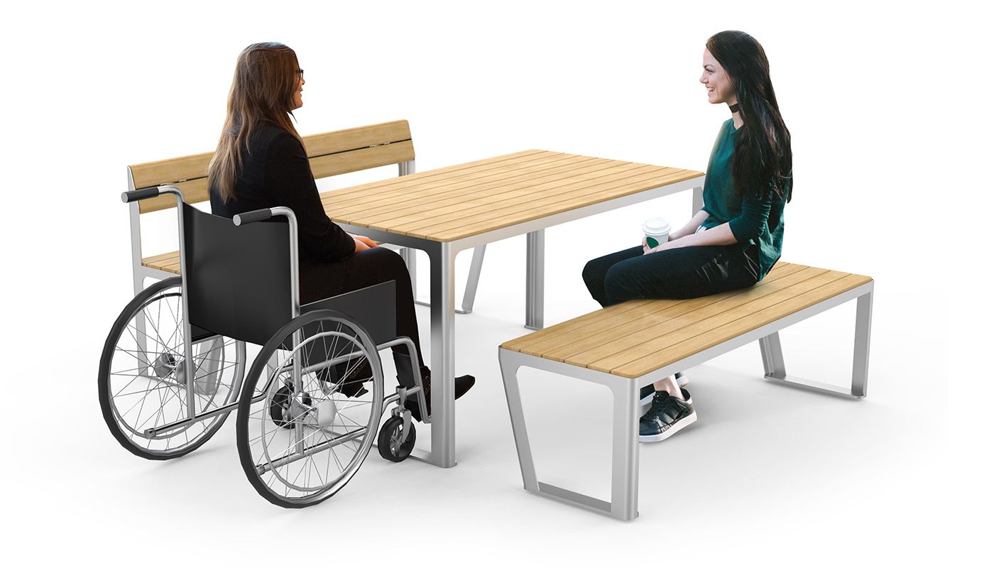 Scandik park stol od nehrđajućeg čelika i egzotičnog drva