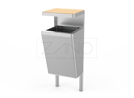 Gradska kanta za smeće s nadstre&scaron;nicom od nehrđajućeg čelika i drva. Moderan, moderan i elegantan dizajn.
