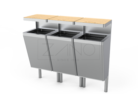 Gradska kanta za sortirani otpad od nehrđajućeg čelika za park