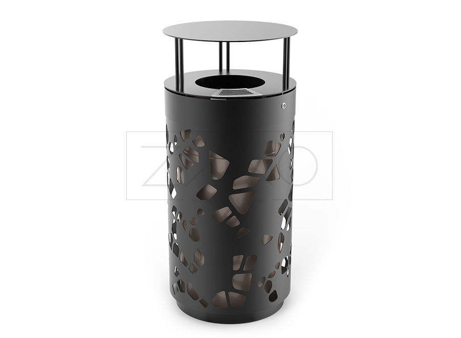 Tubus kanta za otpad s krovom i pepeljarom od crno obojenog ugljičnog čelika