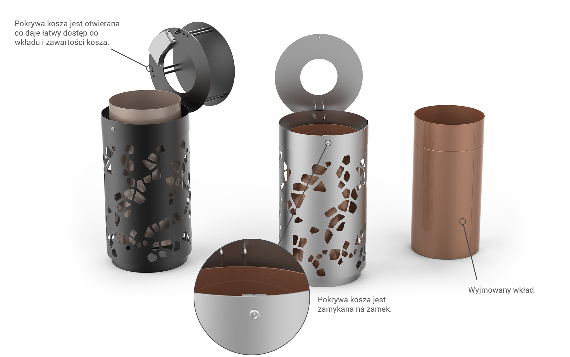 Tubus kanta za otpad s uklonjivim umetkom za otpad