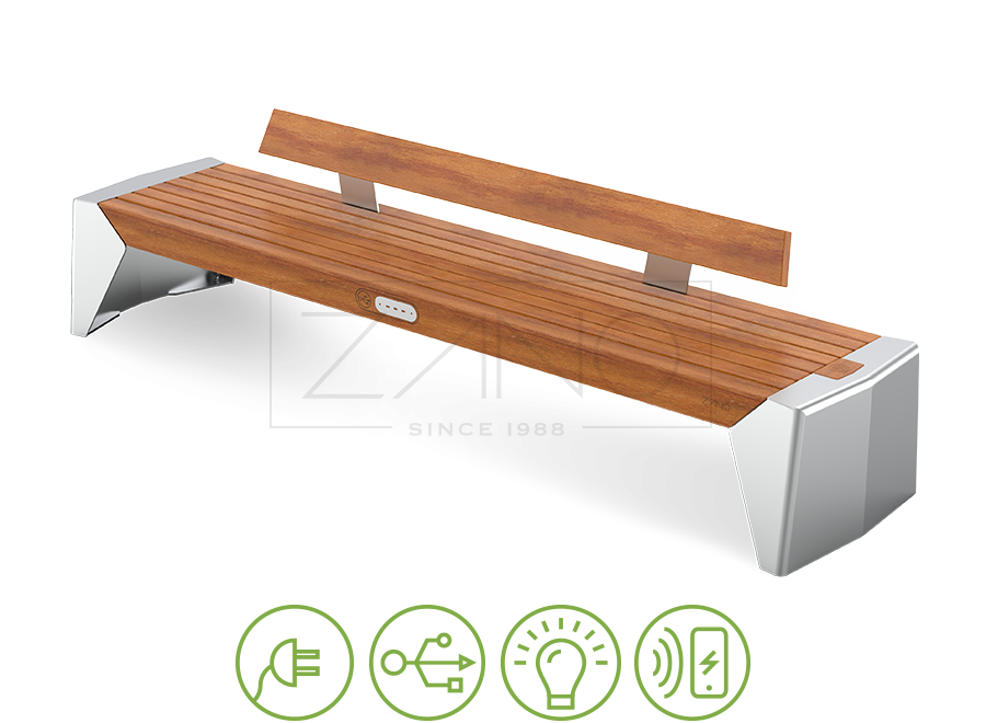 Photon klupa s naslonom od nehrđajućeg čelika