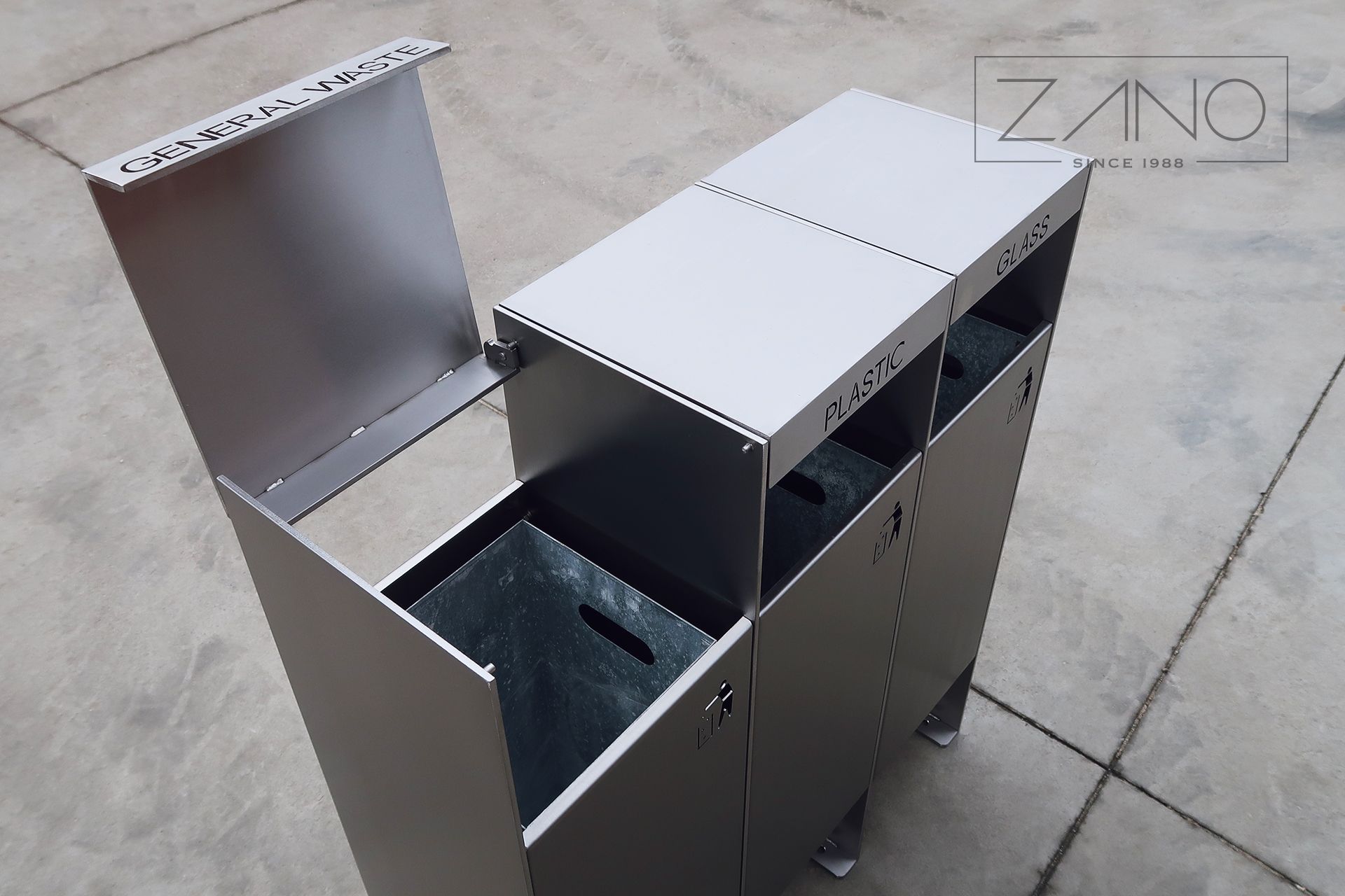 Gradska kanta za smeće s tri odjeljka od nehrđajućeg čelika